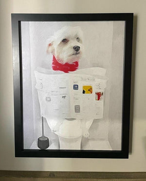 Custom Dog On Toilet Print